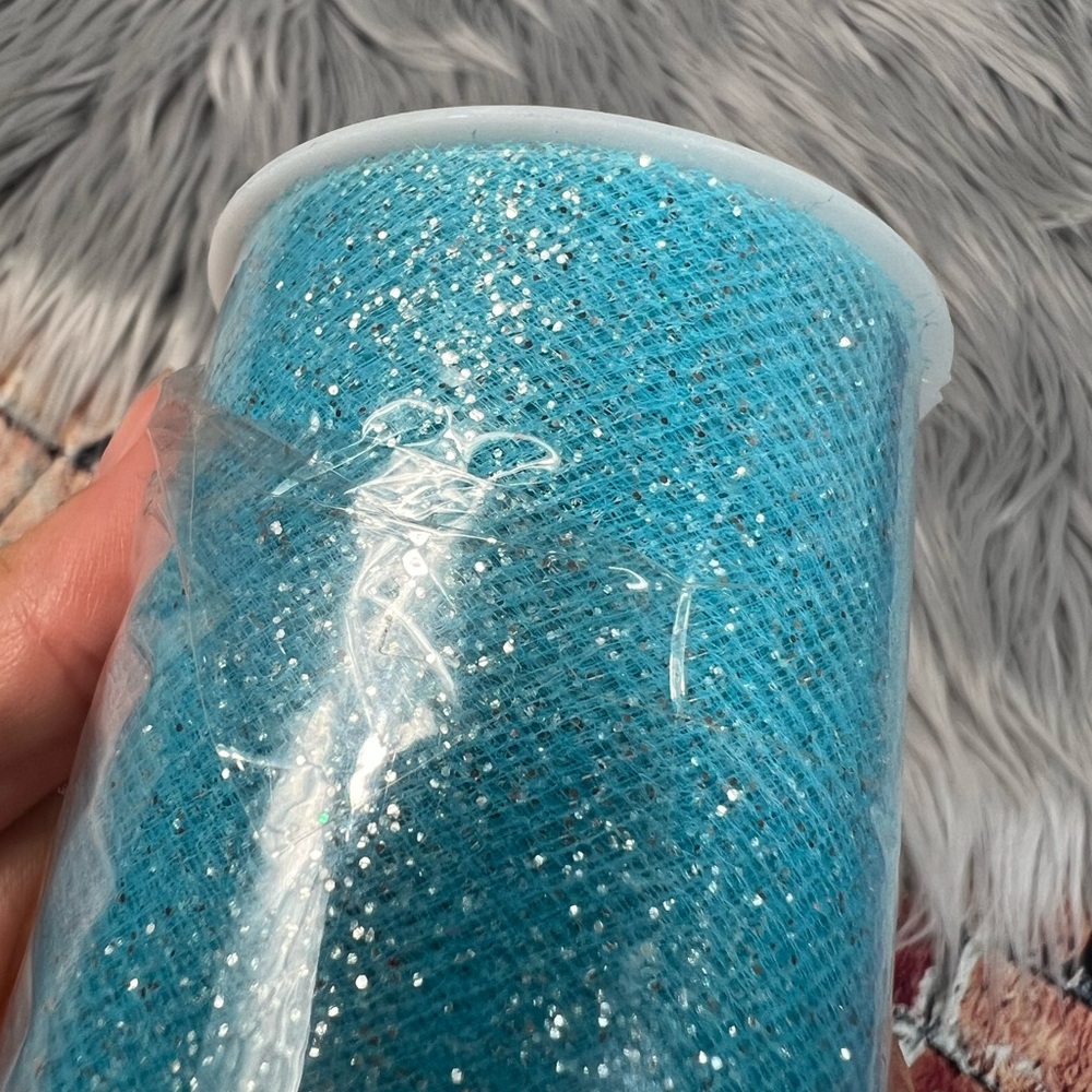 Aqua Glitter Tulle for crafting and decorating - Picture 2 of 2